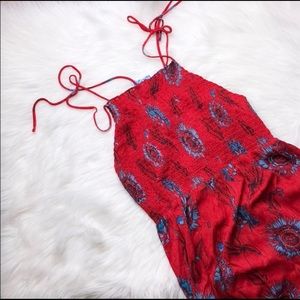 FREE PEOPLE RED FLORAL MAXI DRESS SIZE S NWOT